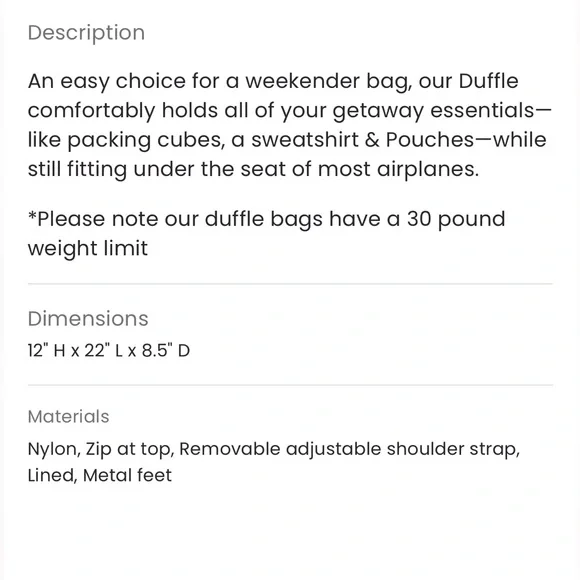 Stoney Clover Lane Classic Duffle Bag in Camel, Rare, leather look